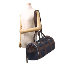 将图像加载到图库查看器中,HERMES Dog Carrier 2-Way Shoulder Bag Navy/Brown Canvas