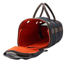 将图像加载到图库查看器中,HERMES Dog Carrier 2-Way Shoulder Bag Navy/Brown Canvas