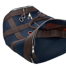 将图像加载到图库查看器中,HERMES Dog Carrier 2-Way Shoulder Bag Navy/Brown Canvas
