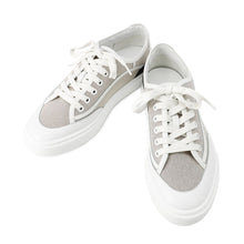 将图像加载到图库查看器中,HERMES Get Sneakers Gray/White/Black Canvas Leather Size 38