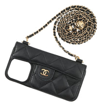 将图像加载到图库查看器中,CHANEL Matelasse iPhone Case for 14pro BlackAP3553 Caviar Leather
