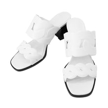 将图像加载到图库查看器中,HERMES Gabby Sandals White Leather Size 37