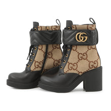 将图像加载到图库查看器中,GUCCI Double G EncreBoots Black719849 Leather GG Canvas Size 34 1/2