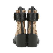将图像加载到图库查看器中,GUCCI Double G EncreBoots Black719849 Leather GG Canvas Size 34 1/2