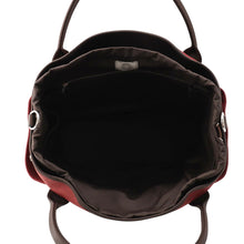 将图像加载到图库查看器中,HERMES Sacked Pansage Rouge H/Chocolat Toile Chevrons Canvas