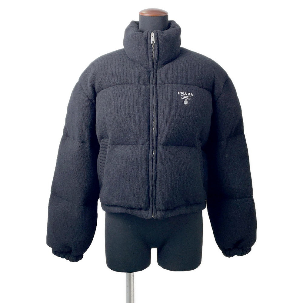 PRADA Knitted Down Jacket Size 36 BlackP25I07 Wool70% Cashmere30