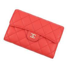 Load image into Gallery viewer, CHANEL Matelasse CC Logo Flap Wallet RedA84341 Caviar Leather
