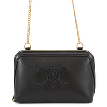 将图像加载到图库查看器中,CELINE Cuir Triomphe Chain Clutch Black10E383DR8 Smooth Calf Leather