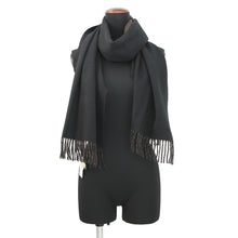 将图像加载到图库查看器中,HERMES Cashmere Recto Verso Reversible Scarf Black/Cafe Cashmere100%