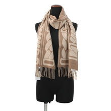 将图像加载到图库查看器中,HERMES Cashmere Scarf Clic Se Nue Marron Grasset / Craie Cashmere100%