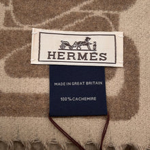 将图像加载到图库查看器中,HERMES Cashmere Scarf Clic Se Nue Marron Grasset / Craie Cashmere100%
