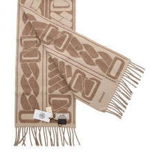 Load image into Gallery viewer, HERMES Cashmere Scarf Clic Se Nue Marron Grasset/Craie Silk100%