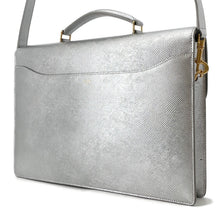 Load image into Gallery viewer, CELINE 2WAY business bag Silver190693 Laminated Calf Leather Size Small