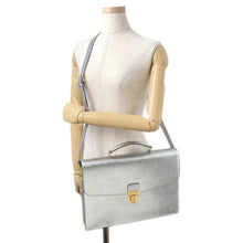 Load image into Gallery viewer, CELINE 2WAY business bag Silver190693 Laminated Calf Leather Size Small