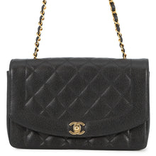 Load image into Gallery viewer, CHANEL Matelasse Diana Single Flap Chainshoulder Bag BlackA01165 Caviar Leather Size 25