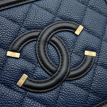 Load image into Gallery viewer, CHANEL CC Figley Shoulder Navy/BlackA93343 Caviar Leather