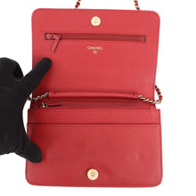 Load image into Gallery viewer, CHANEL Mademoiselle Chain Wallet RedA80972 Caviar Leather