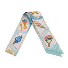 Load image into Gallery viewer, HERMES Twilly FUNNY ICE CREAM Aqua/Orange/JauneH064109S Silk 100%