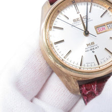 将图像加载到图库查看器中,SEIKO King SEIKO Day-Date W36mm Gold Leather Cap Silver Dial5626-7040