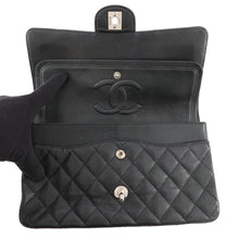 Load image into Gallery viewer, CHANEL Matelasse Double Flap ChainShoulder Bag BlackA01112 Caviar Leather Size 25
