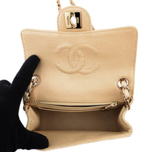 Load image into Gallery viewer, CHANEL Mini Matelasse ChainShoulder Bag BeigeA35200 Caviar Leather Size 18