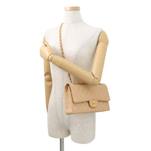 将图像加载到图库查看器中,CHANEL Matelasse Double Flap ChainShoulder Bag BeigeA01112 Caviar Leather Size 25