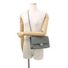 Load image into Gallery viewer, CHANEL Matelasse Double Flap ChainShoulder Bag GrayA01112 Caviar Leather Size 25