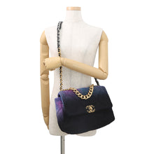 将图像加载到图库查看器中,CHANEL CHANEL19 ChainShoulder Bag Black/PurpleAS1160 Tweed