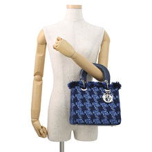 Load image into Gallery viewer, Dior Lady Dior Handbags BlueM0550PTGC Tweed Leather Size Medium