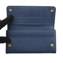 Load image into Gallery viewer, PRADA triangle logo long wallet Blue1MH132 Saffiano LeatherLeather