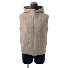 将图像加载到图库查看器中,HERMES H-motif Quilted Vest with Hood Size 34 Beige Wool 100%