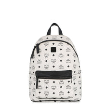 将图像加载到图库查看器中,MCM Visetos Stark Backpack White/BlackMMKCSVE02WT001 Leather