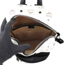 将图像加载到图库查看器中,MCM Visetos Stark Backpack White/BlackMMKCSVE02WT001 Leather