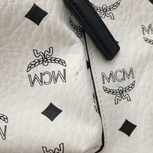 将图像加载到图库查看器中,MCM Visetos Stark Backpack White/BlackMMKCSVE02WT001 Leather