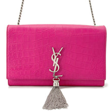 将图像加载到图库查看器中,SAINT LAURENT PARIS Kate Tassel ChainShoulder Bag Pink354119 Croco embossed leather