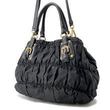 将图像加载到图库查看器中,PRADA Gathered 2WAYHandbag BlackBN2346 Nylon Leather