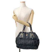 将图像加载到图库查看器中,PRADA Gathered 2WAYHandbag BlackBN2346 Nylon Leather