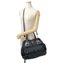 将图像加载到图库查看器中,PRADA Gathered 2WAYHandbag BlackBN2346 Nylon Leather