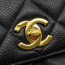 将图像加载到图库查看器中,CHANEL Matelasse Top Handle Handbag BlackA12397 Caviar Leather