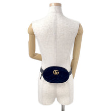 将图像加载到图库查看器中,GUCCI GG Marmont Waist Bag Black/Pink476434 Leather Velour