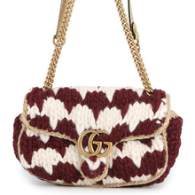 Load image into Gallery viewer, GUCCI GG Marmont Knit Shoulder Bag Bordeaux/White443497 Wool Leather