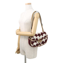 Load image into Gallery viewer, GUCCI GG Marmont Knit Shoulder Bag Bordeaux/White443497 Wool Leather