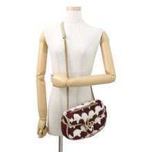 Load image into Gallery viewer, GUCCI GG Marmont Knit Shoulder Bag Bordeaux/White443497 Wool Leather