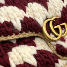 Load image into Gallery viewer, GUCCI GG Marmont Knit Shoulder Bag Bordeaux/White443497 Wool Leather