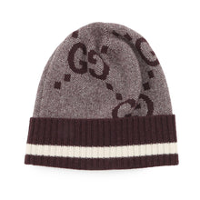 Load image into Gallery viewer, GUCCI GG logo knit hat Size M Bordeaux/White676827 Cashmere100%