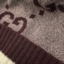 Load image into Gallery viewer, GUCCI GG logo knit hat Size M Bordeaux/White676827 Cashmere100%