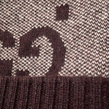 Load image into Gallery viewer, GUCCI GG logo knit hat Size M Bordeaux/White676827 Cashmere100%
