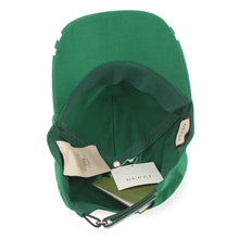 将图像加载到图库查看器中,GUCCI Interlocking G Baseball Cap Size XXS Green/White673081 Cotton Leather