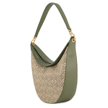 将图像加载到图库查看器中,LOEWE Anagram Luna Bag Jacquard Shoulder Bag AvocadoGreenA923PL9X01 Canvas Leather