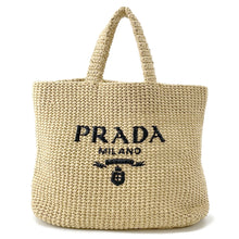 Load image into Gallery viewer, PRADA Crochet Tote Bag Beige1BG392 Raffia